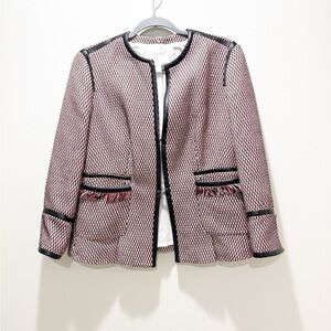 BOSS HUGO BOSS Women’s Keili Collarless Tweed Jacket Professional Classic Sz 12